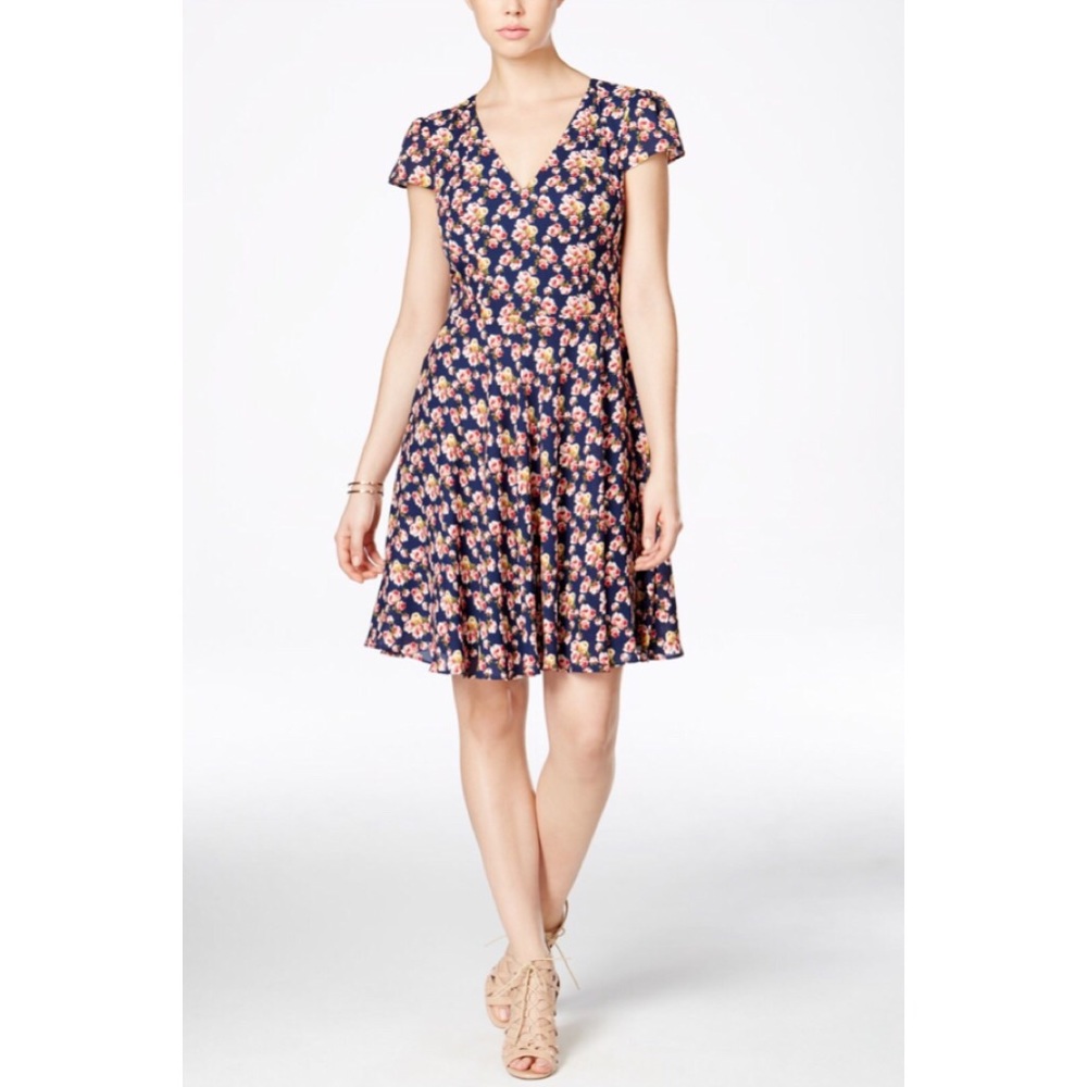 BETSEY JOHNSON Navy Printed Floral Dress - Picture 1 of 8